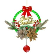Christmas Wreath for Front Door Tree Hanging Ornament with Berries Bowknot LED Lighted Indoor Outdoor Christmas Decor Christmas Garlands Indoor